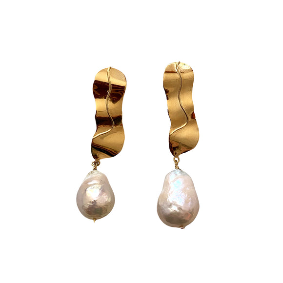 Aretes tronco y perlas