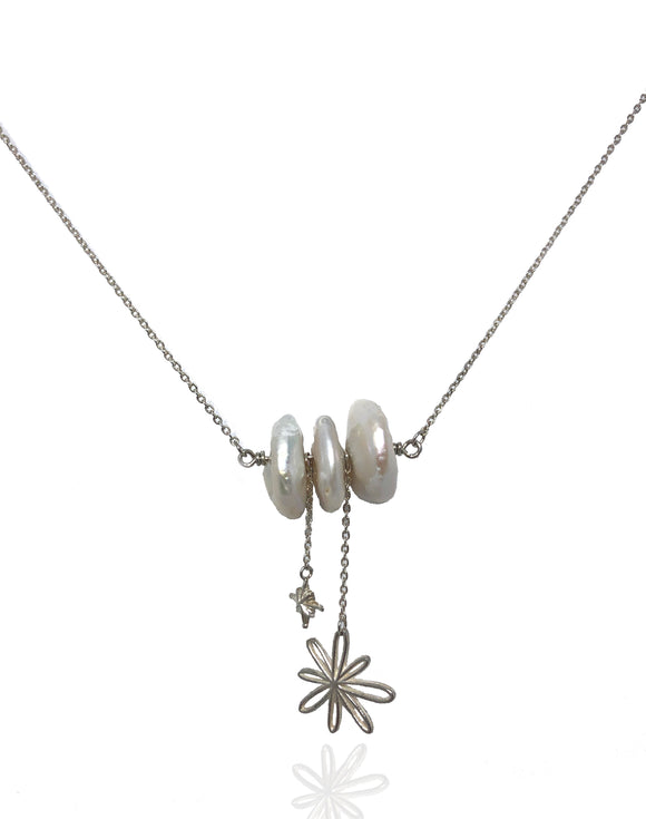 Collar 3 perlas blancas